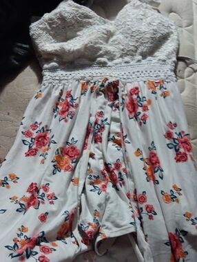 White Floral Lace Bodice Dress